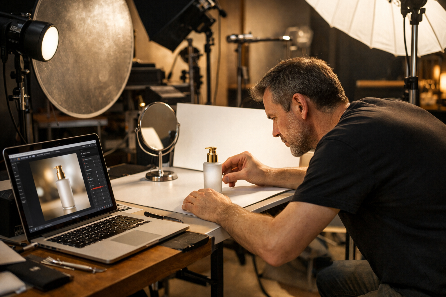 Stüdyo ortaminda urun cekim calismasi